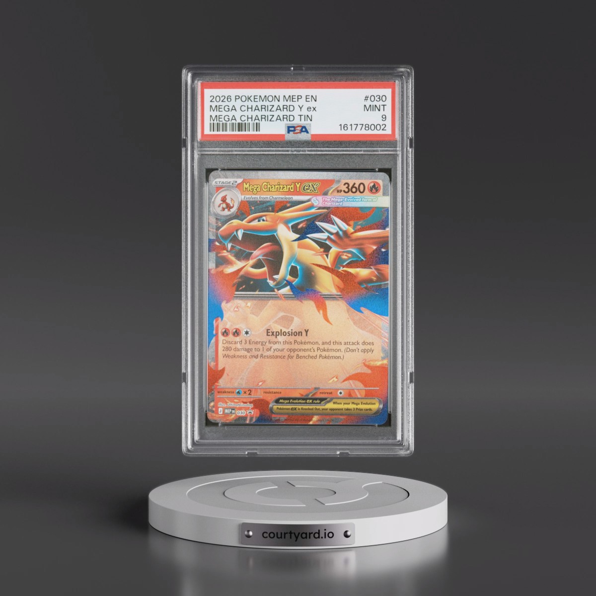 2026 Pokémon Mep EN-Me Black Star Promo #030 Mega Charizard Y EX - Holo Mega Charizard Tin (PSA 9 MINT)