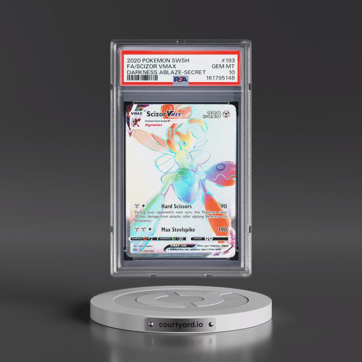 2020 Pokémon Sword & Shield Darkness Ablaze #193 Scizor Vmax - Full Art Secret (PSA 10 GEM MINT)