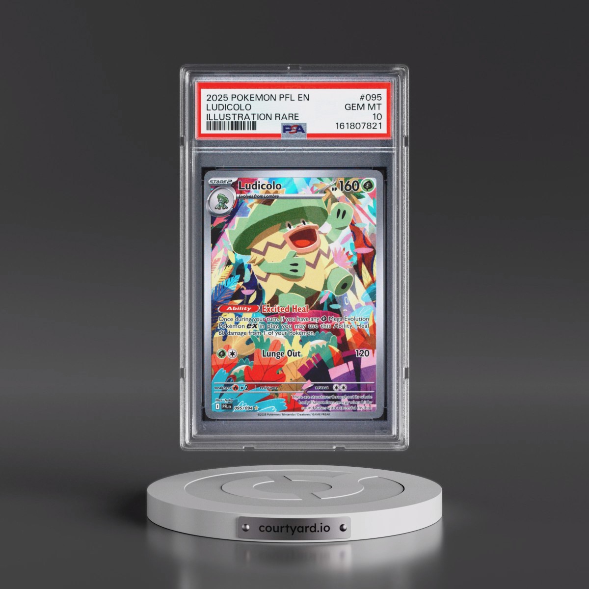 2025 Pokémon Pfl EN-Phantasmal Flames #095 Ludicolo - Illustration Rare (PSA 10 GEM MINT)
