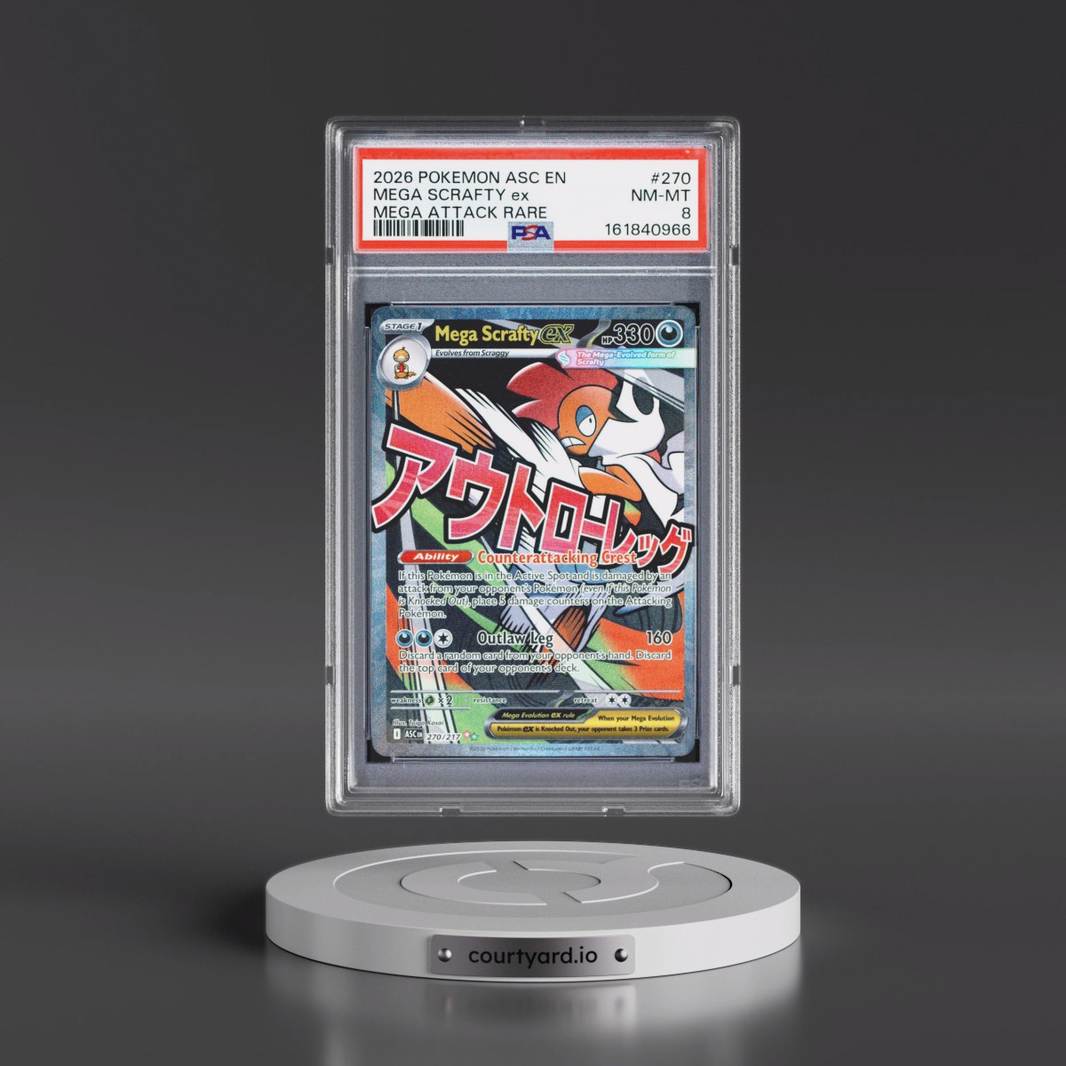 2026 Pokémon Asc EN-Ascended Heroes #270 Mega Scrafty EX - Holo Mega Attack Rare (PSA 8 NM-MT)
