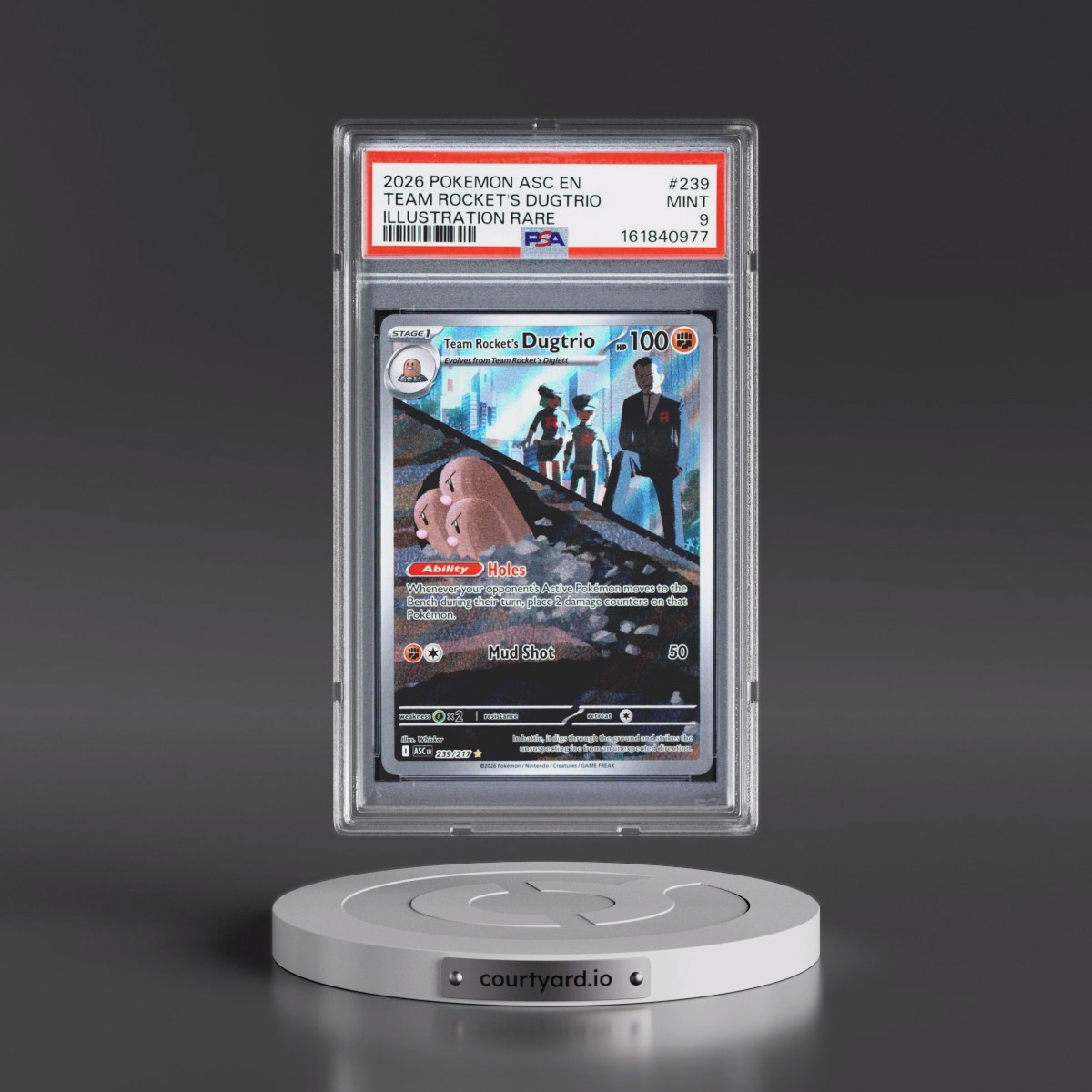 2026 Pokémon Asc EN-Ascended Heroes #239 Team Rocket's Dugtrio - Illustration Rare (PSA 9 MINT)