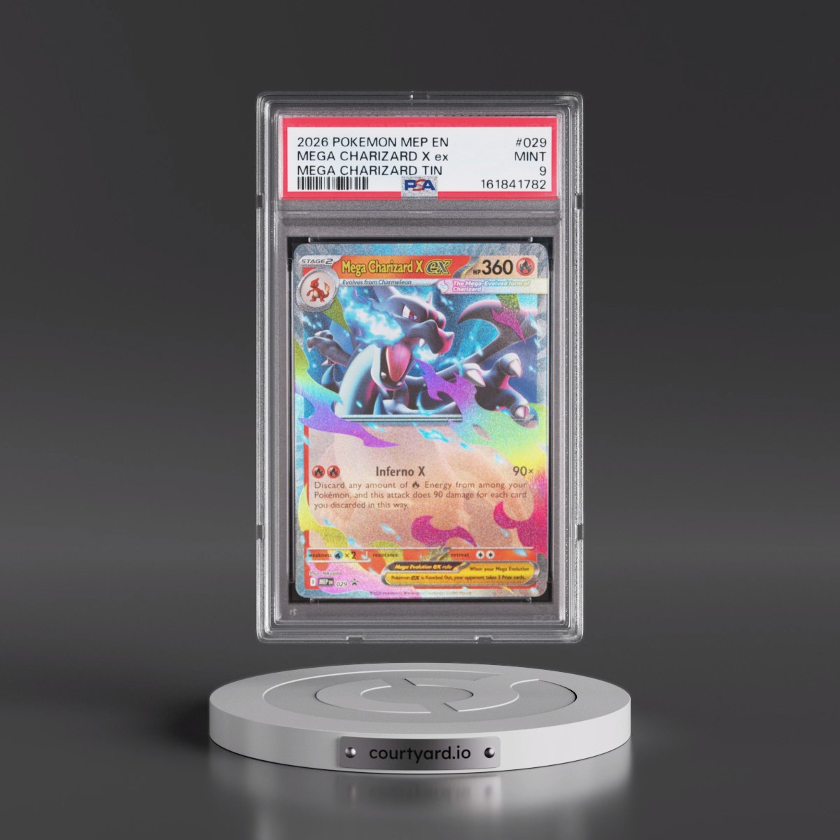 2026 Pokémon Mep EN-Me Black Star Promo #029 Mega Charizard X EX - Holo Mega Charizard Tin (PSA 9 MINT)