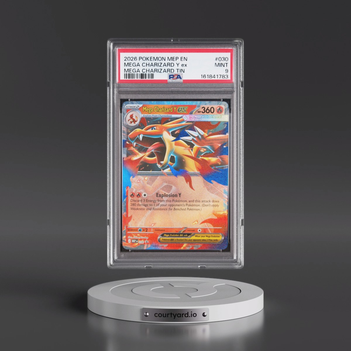 2026 Pokémon Mep EN-Me Black Star Promo #030 Mega Charizard Y EX - Holo Mega Charizard Tin (PSA 9 MINT)