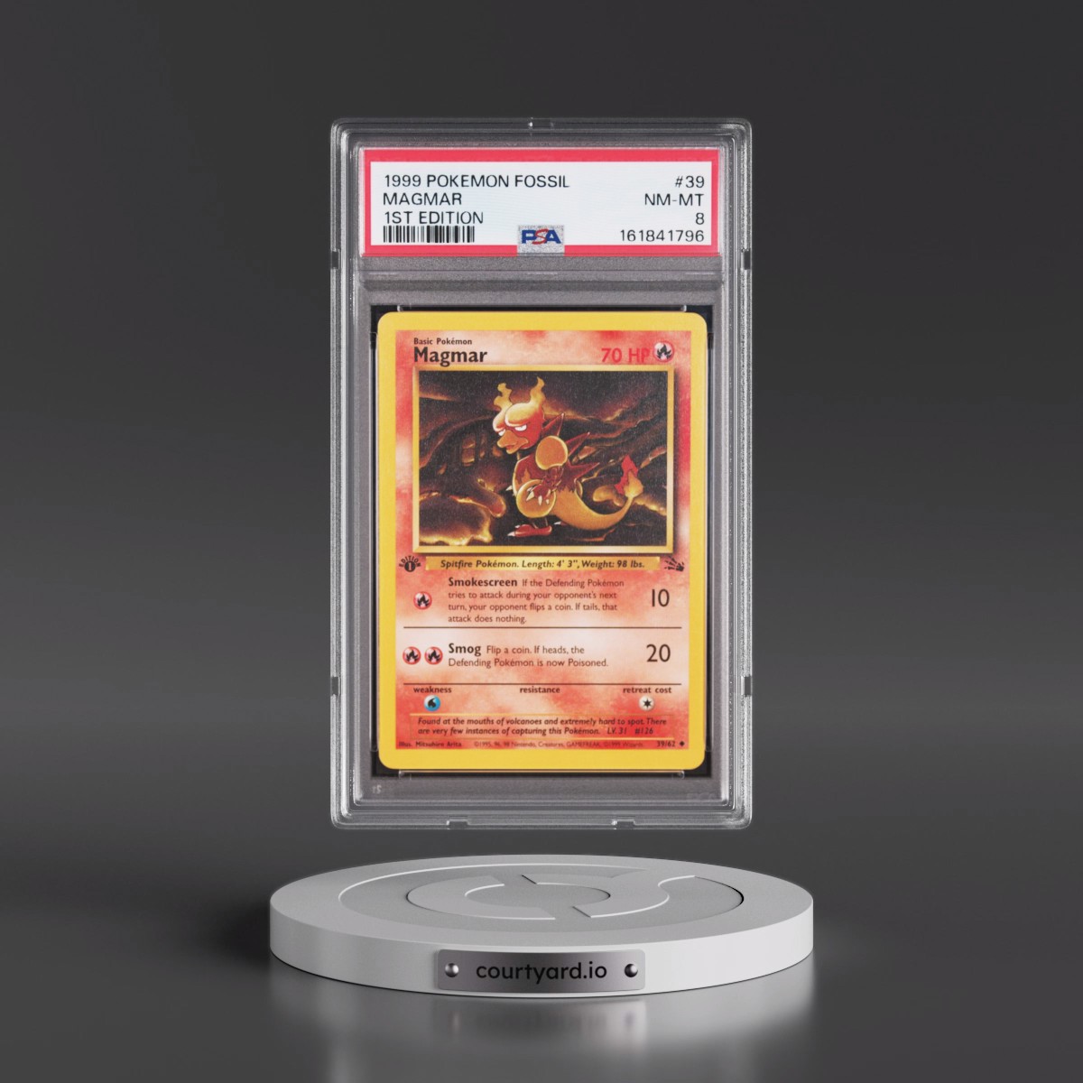 1999 Pokémon Fossil #39 Magmar - 1st Edition (PSA 8 NM-MT)