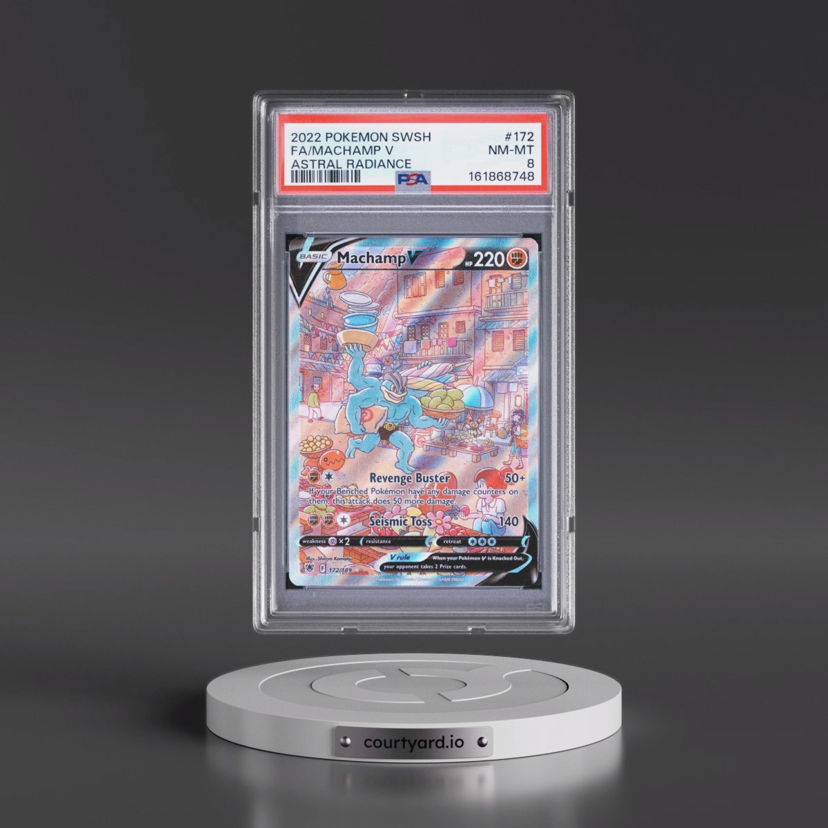 2022 Pokémon Sword & Shield Astral Radiance #172 Machamp V - Holo Full Art (PSA 8 NM-MT)