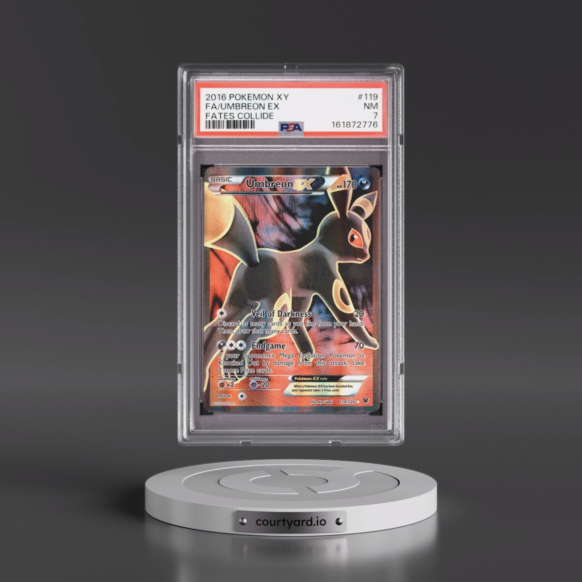 2016 Pokémon XY Fates Collide #119 Umbreon EX - Holo Full Art (PSA 7 NM)