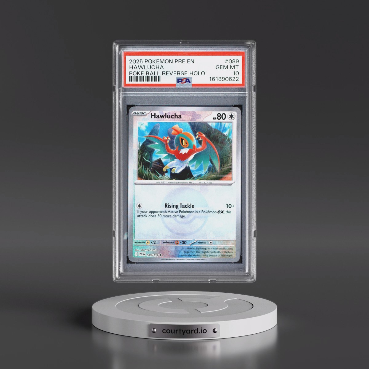 2025 Pokémon Pre EN-Prismatic Evolutions #089 Hawlucha - Reverse Holo Poke Ball (PSA 10 GEM MINT)