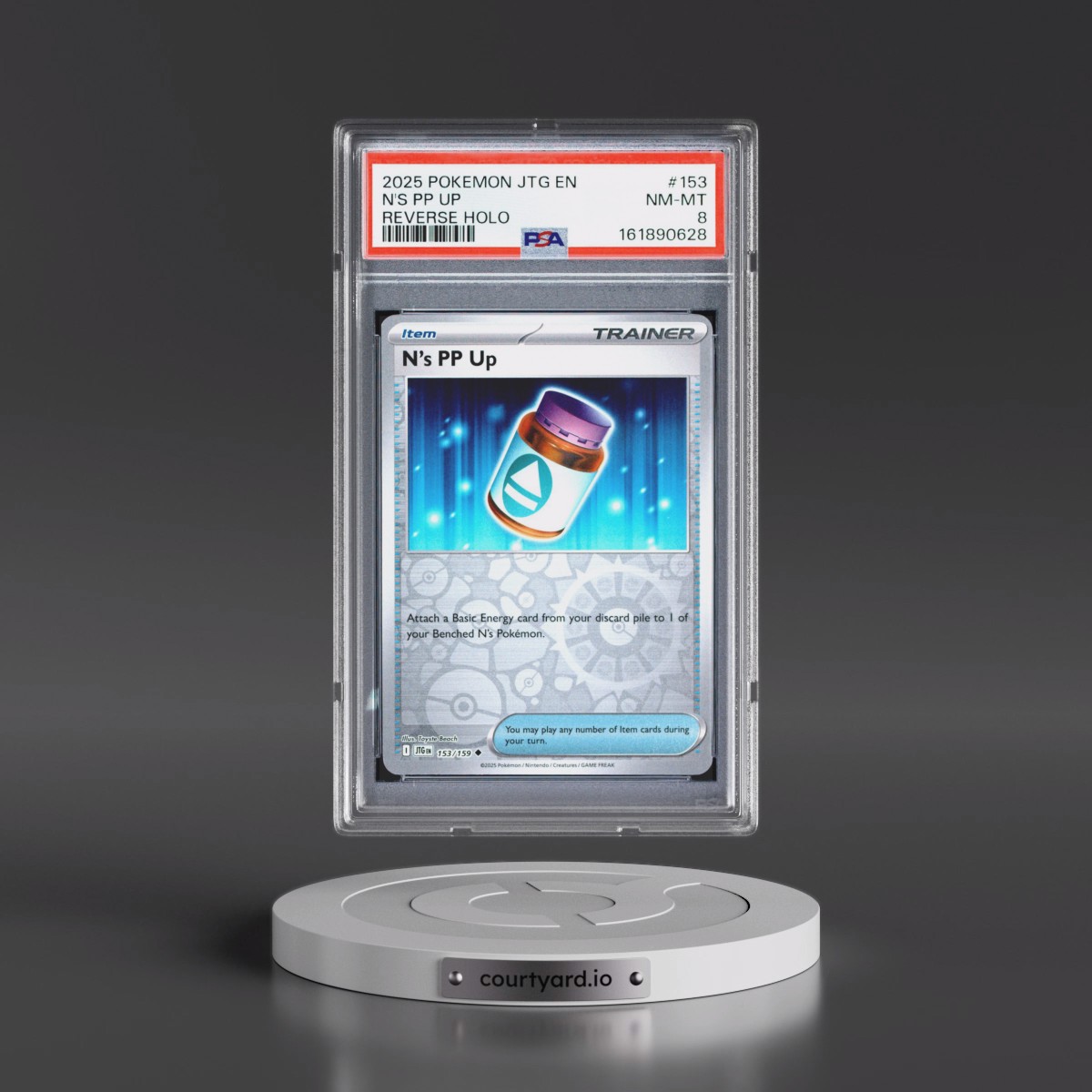 2025 Pokémon Jtg EN-Journey Together #153 N's PP Up - Reverse Holo (PSA 8 NM-MT)