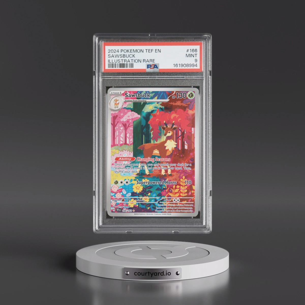 2024 Pokémon Tef EN-Temporal Forces #166 Sawsbuck - Illustration Rare (PSA 9 MINT)