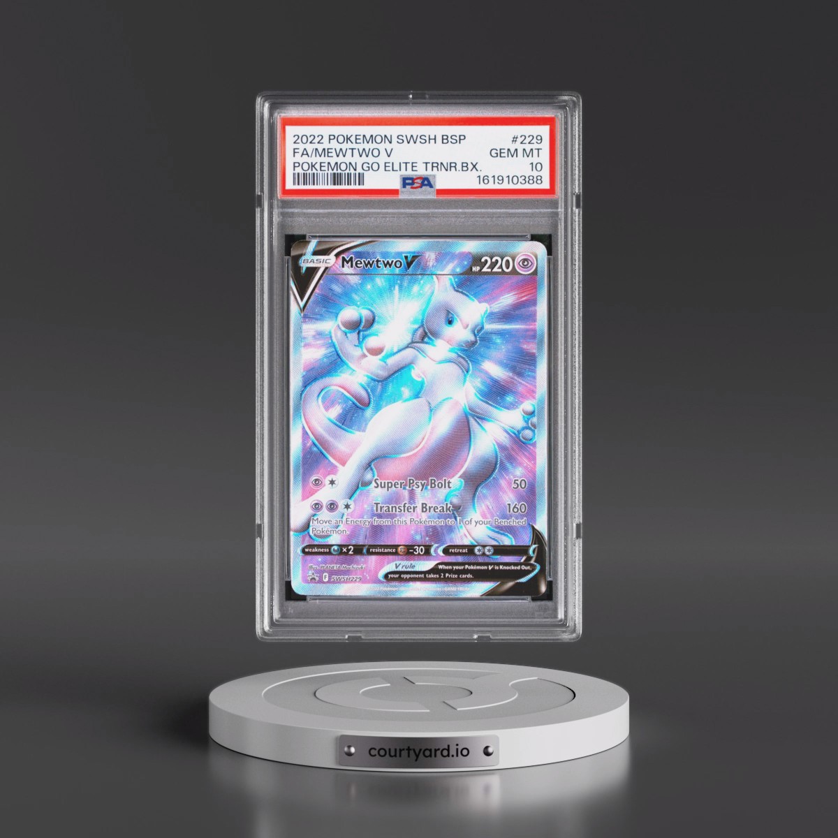 2022 Pokémon Swsh Black Star Promo Mewtwo V - Holo Full Art Pokemon Go Elite Trainer Box #229 PSA 10