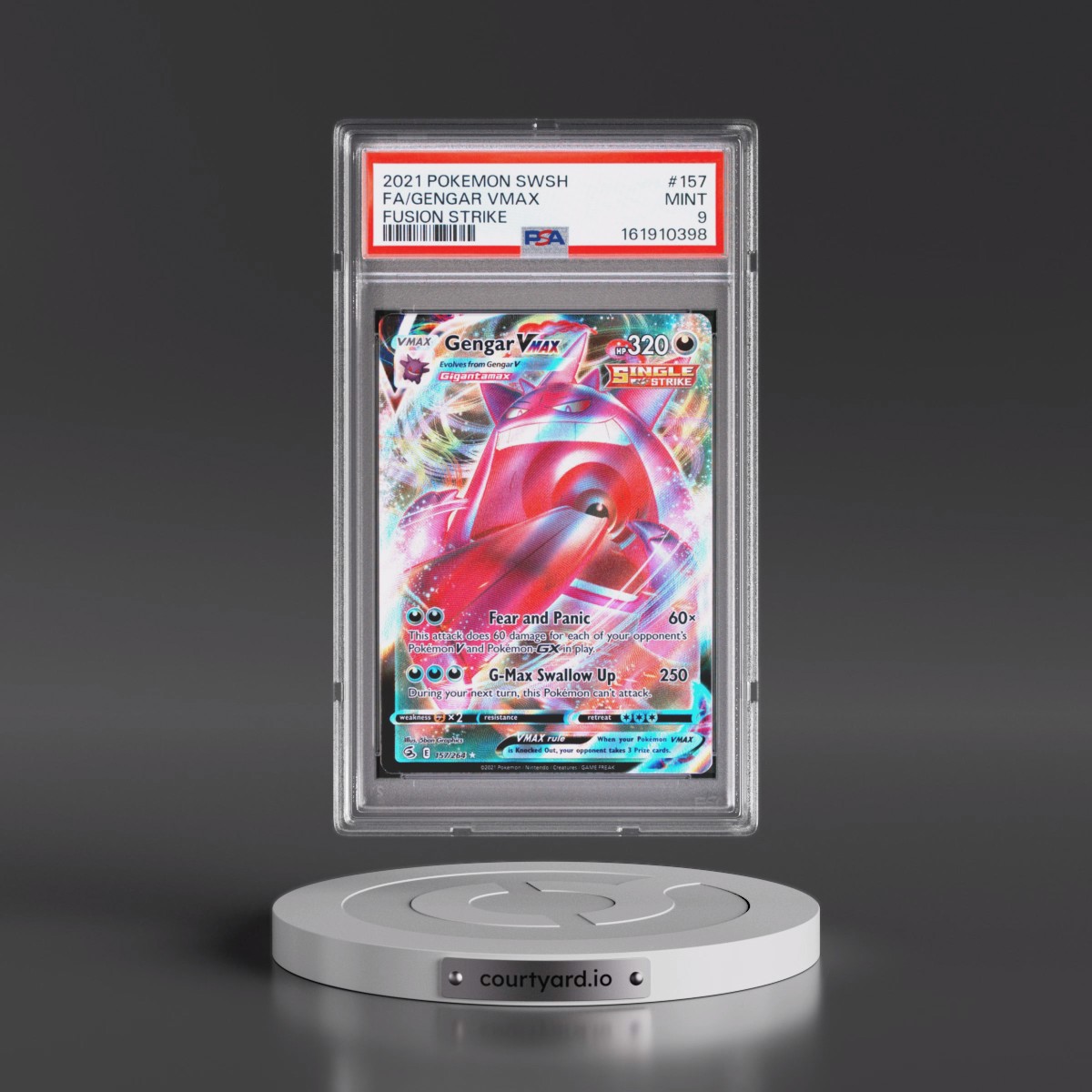 2021 Pokémon Sword & Shield Fusion Strike #157 Gengar Vmax - Full Art (PSA 9 MINT)