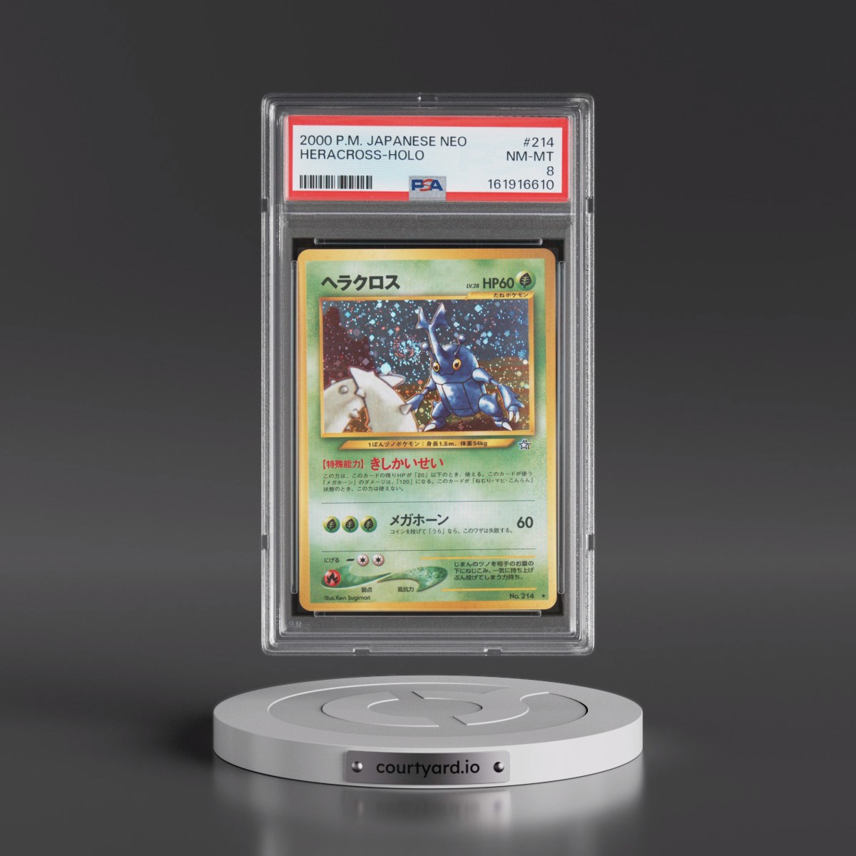 2000 Pokémon Neo #214 Heracross - Holo (PSA 8 NM-MT)