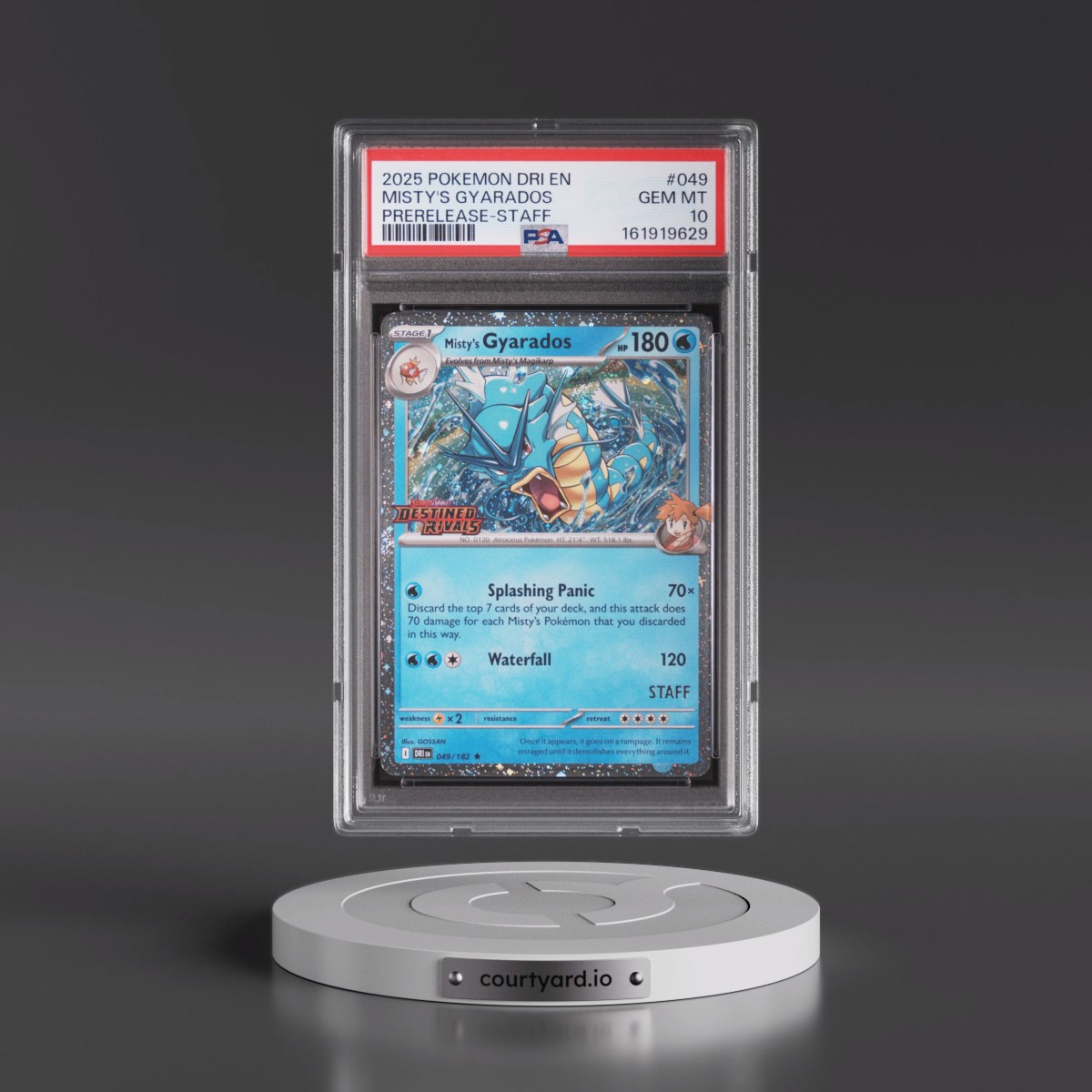 2025 Pokémon Dri EN-Destined Rivals #049 Misty's Gyarados - Prerelease-Staff (PSA 10 GEM MINT)