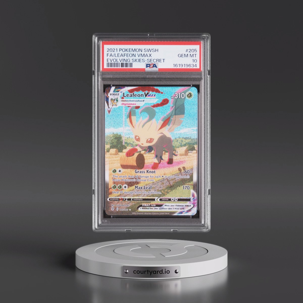 2021 Pokémon Sword & Shield Evolving Skies #205 Leafeon Vmax - Full Art Secret (PSA 10 GEM MINT)