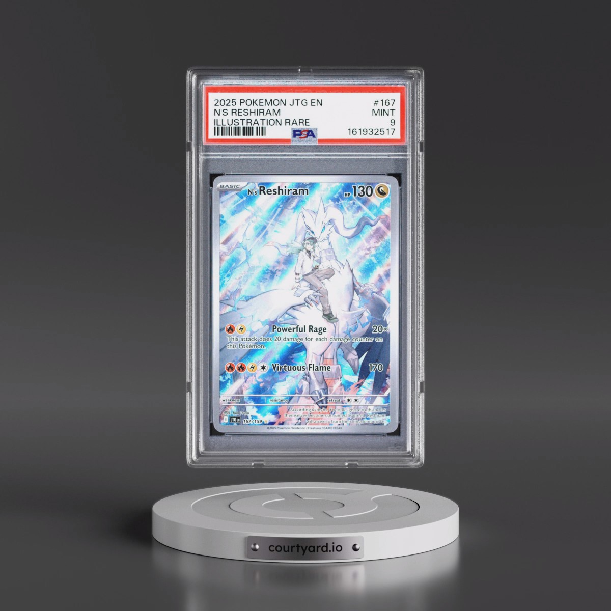 2025 Pokémon Jtg EN-Journey Together #167 N's Reshiram - Illustration Rare (PSA 9 MINT)
