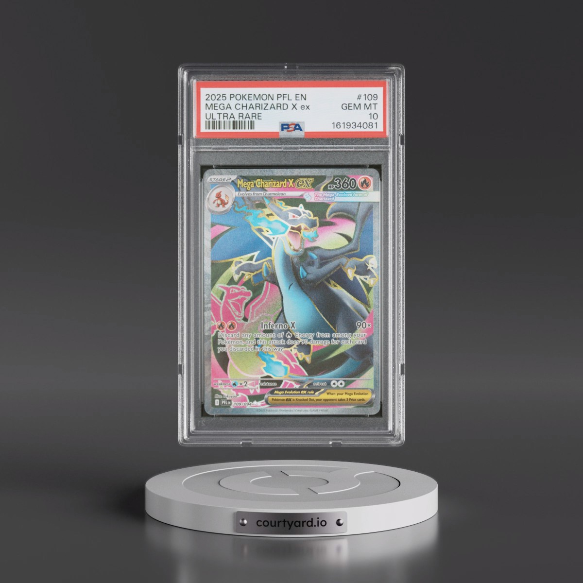 2025 Pokémon Pfl EN-Phantasmal Flames #109 Mega Charizard X EX - Holo Ultra Rare (PSA 10 GEM MINT)
