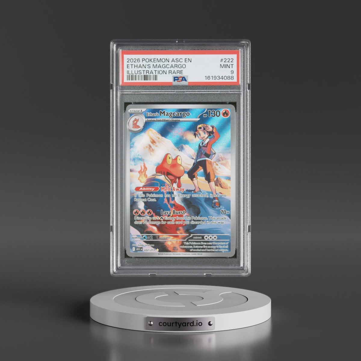 2026 Pokémon Asc EN-Ascended Heroes #222 Ethan's Magcargo - Illustration Rare (PSA 9 MINT)