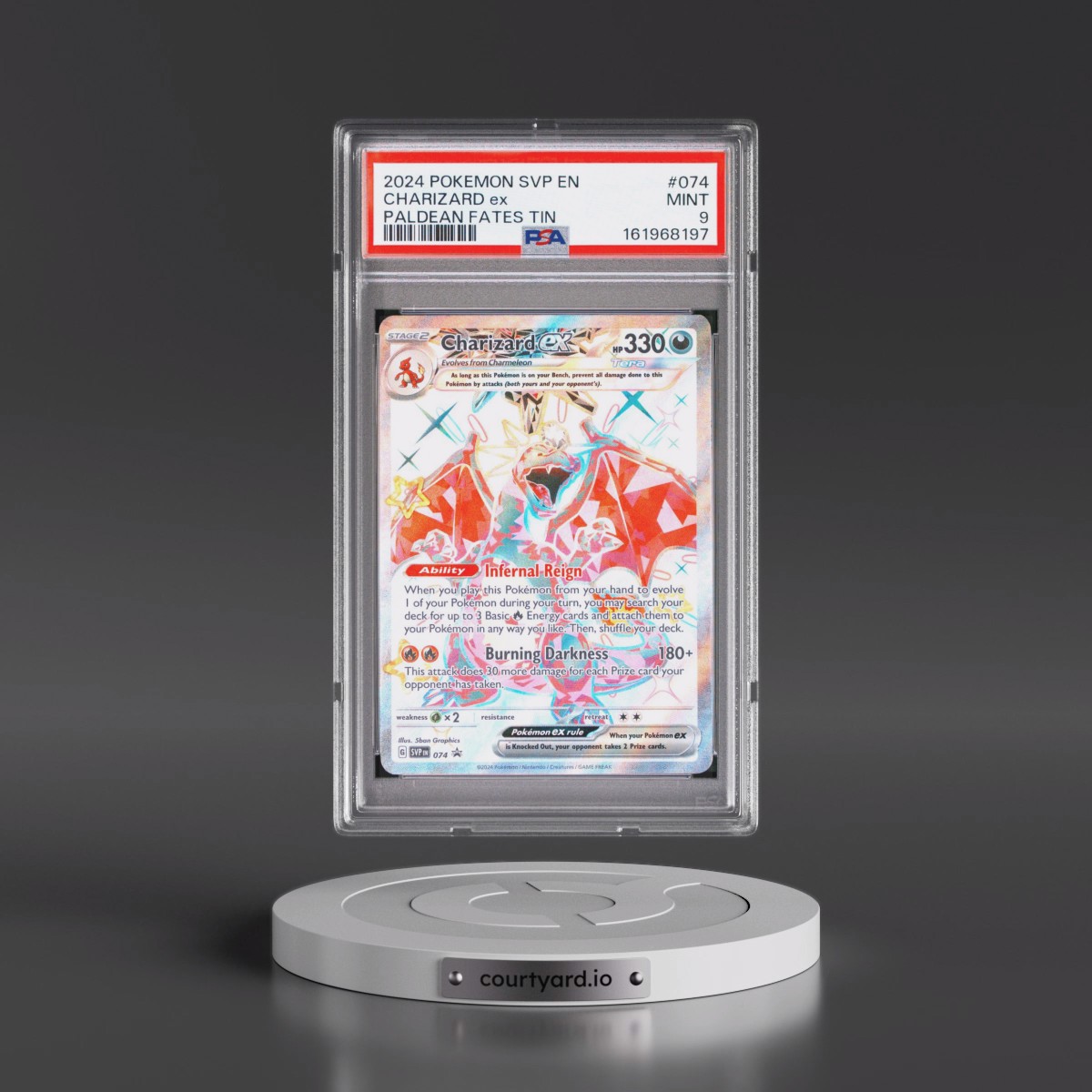 2024 Pokémon Svp EN-SV Black Star Promo #074 Charizard EX - Holo Paldean Fates Tin (PSA 9 MINT)