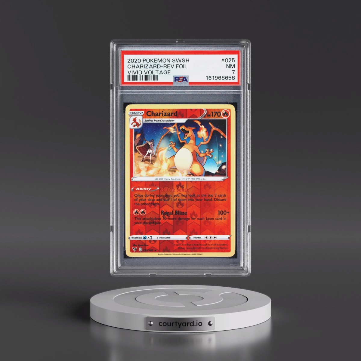 2020 Pokémon Sword & Shield Vivid Voltage #025 Charizard - Reverse Foil (PSA 7 NM)
