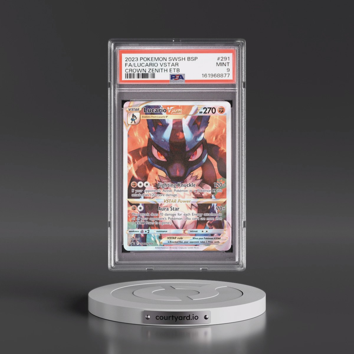 2023 Pokémon Swsh Black Star Promo #291 Lucario Vstar - Full Art Crown Zenith Elite Trainer Box (PSA 9 MINT)