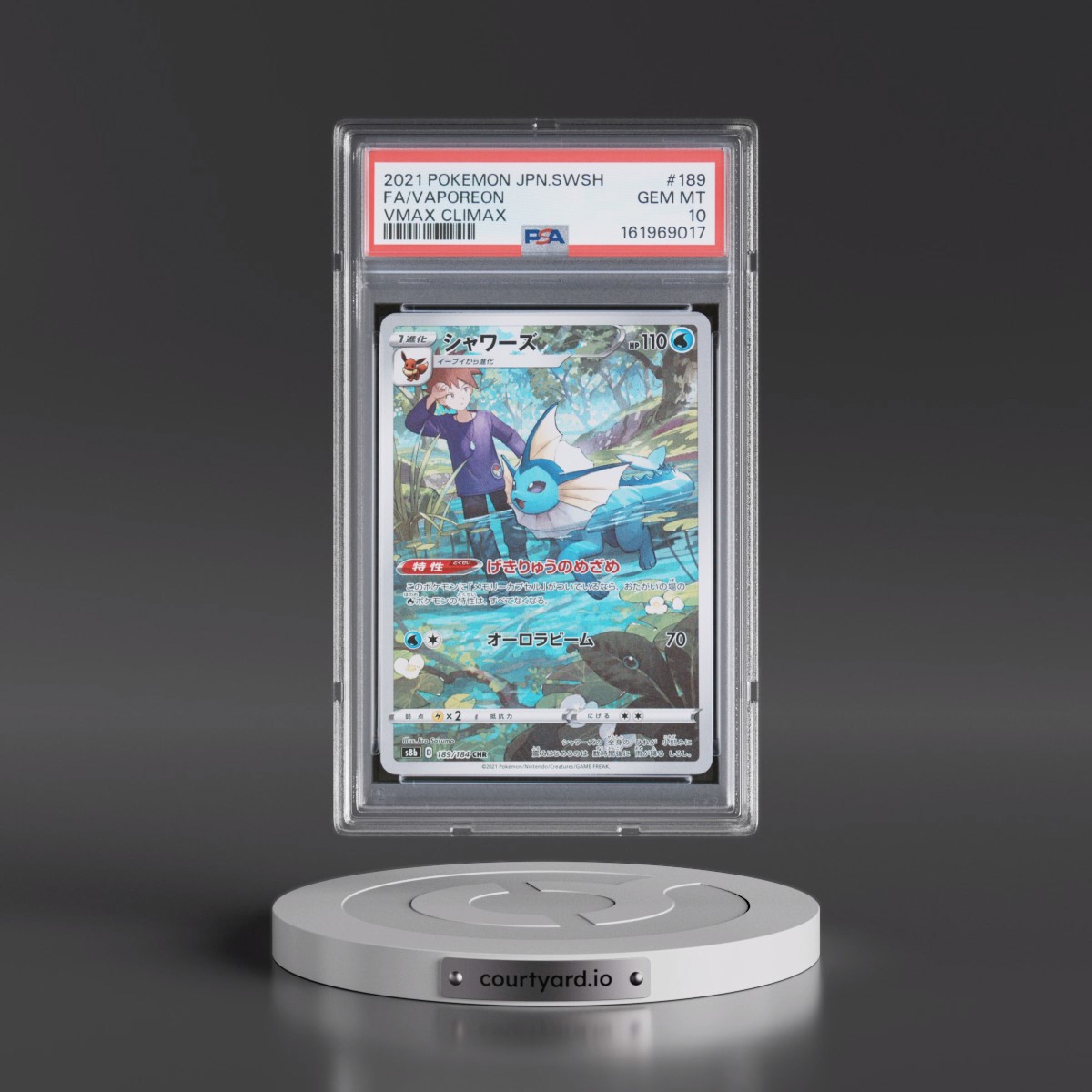 2021 Pokémon Sword & Shield Vmax Climax #189 Vaporeon - Full Art (PSA 10 GEM MINT)