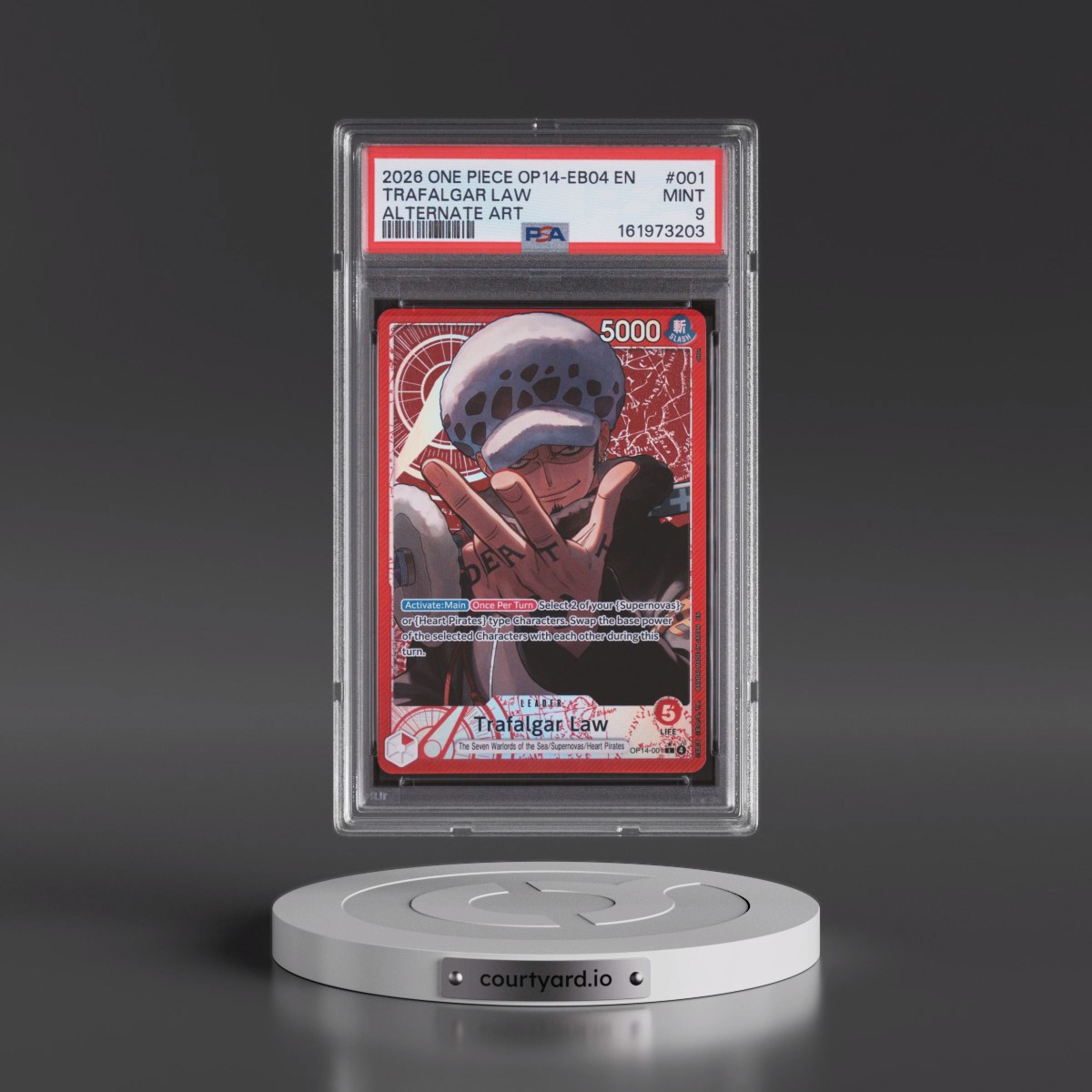 2026 One Piece OP14-EB04-the Azure Sea's Seven #001 Trafalgar Law - Alternate Art (PSA 9 MINT)