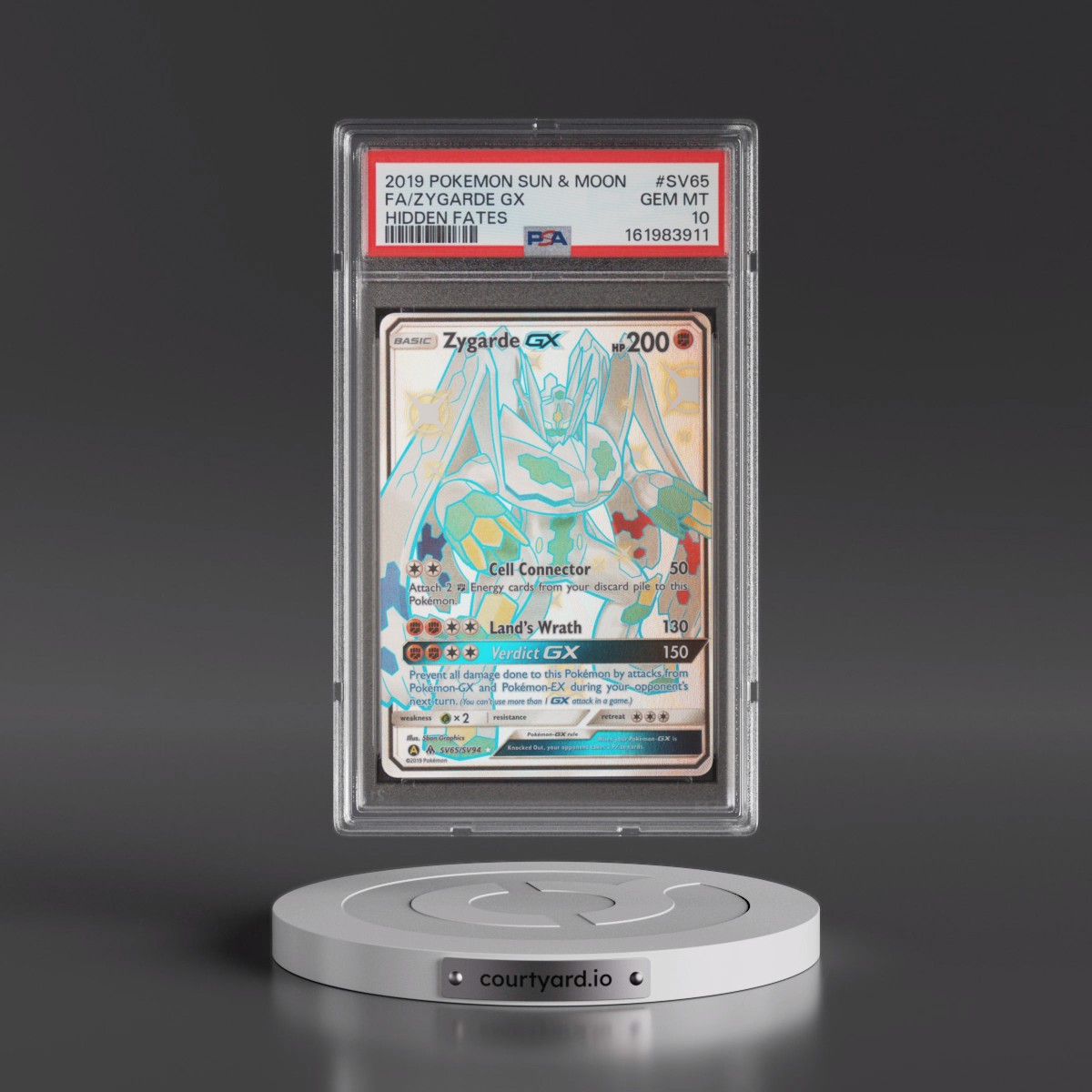 2019 Pokémon Sun & Moon Hidden Fates Zygarde GX - Holo Full Art #SV65 PSA 10