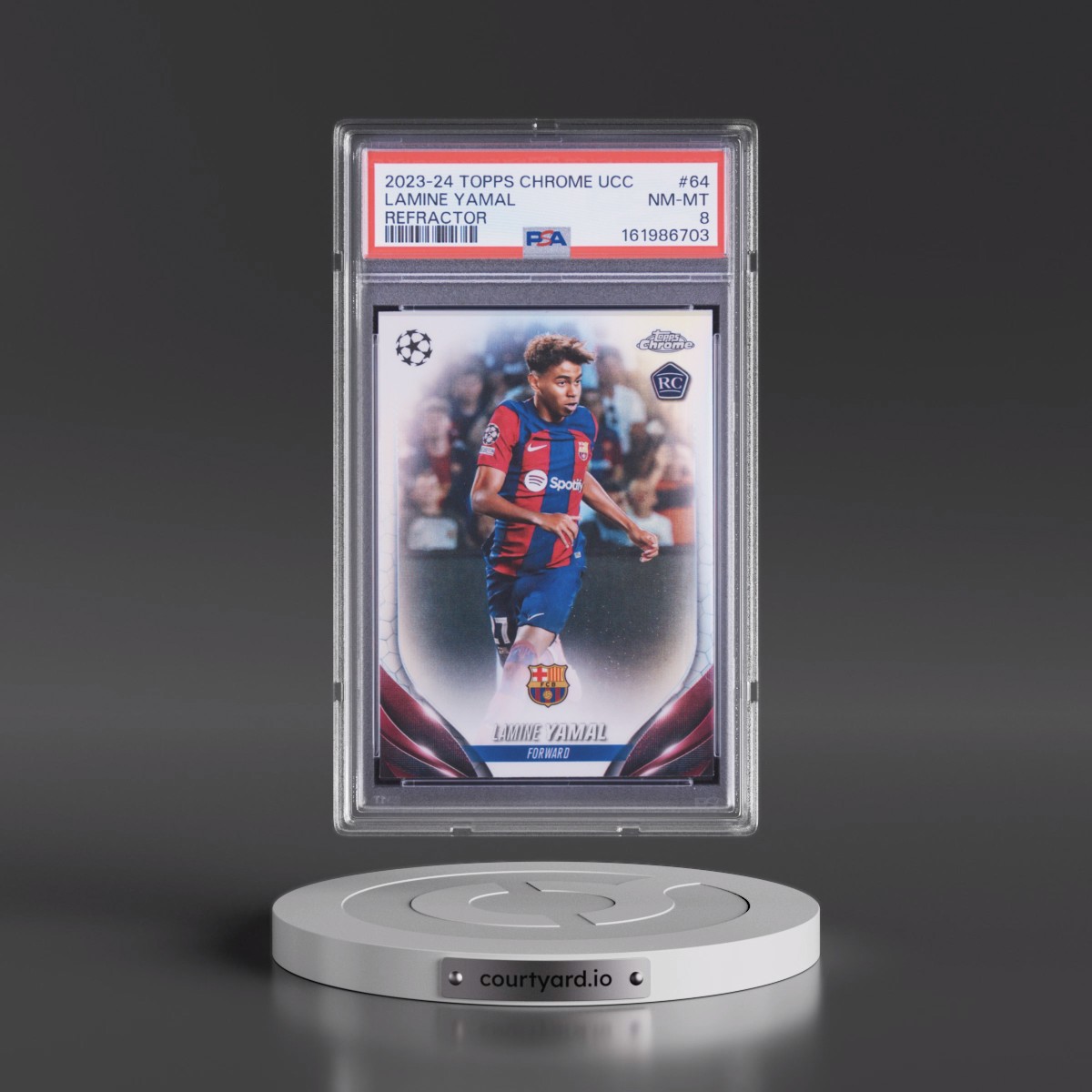 2023 Topps Chrome UEFA Club Competitions Lamine Yamal - Refractor #64 PSA 8