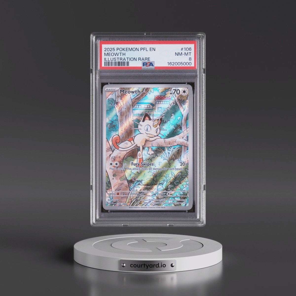 2025 Pokémon Pfl EN-Phantasmal Flames #106 Meowth - Illustration Rare (PSA 8 NM-MT)