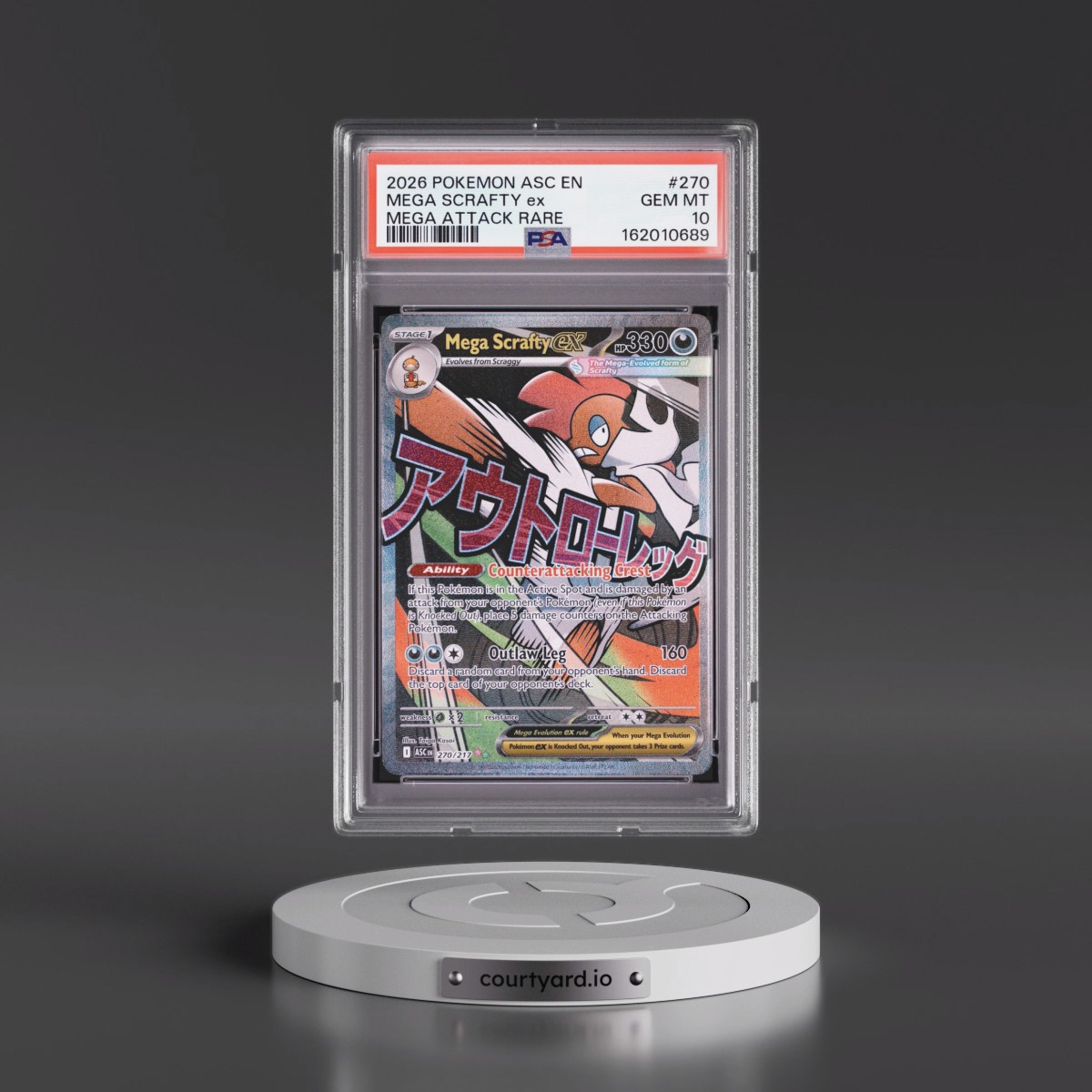 2026 Pokémon Asc EN-Ascended Heroes #270 Mega Scrafty EX - Holo Mega Attack Rare (PSA 10 GEM MINT)