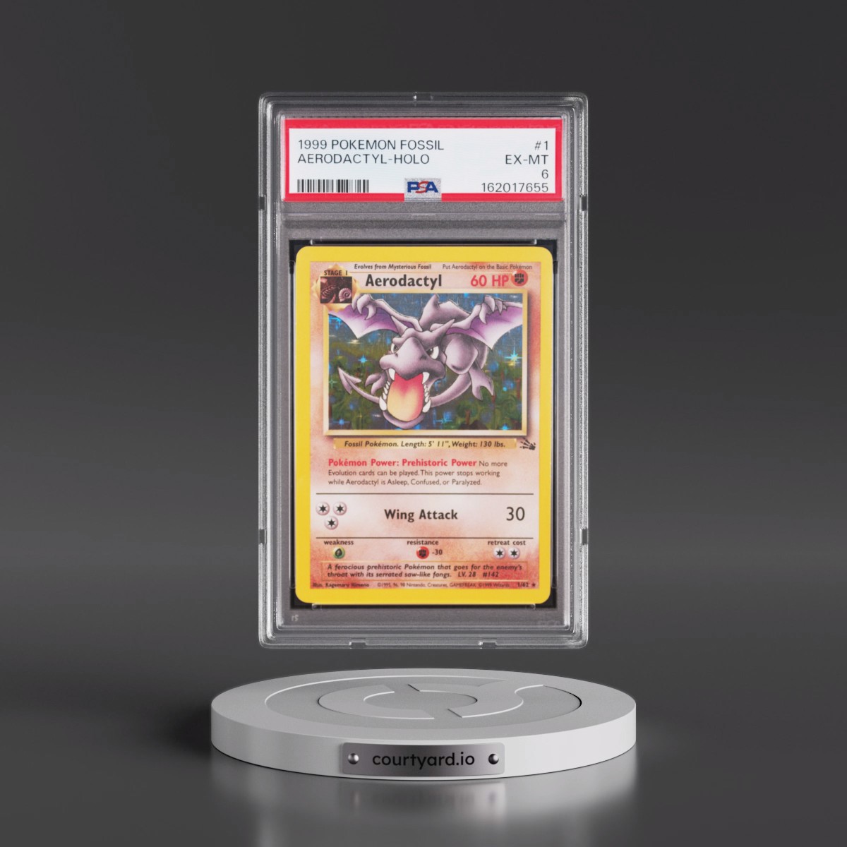 1999 Pokémon Fossil #1 Aerodactyl - Holo (PSA 6 EX-MT)