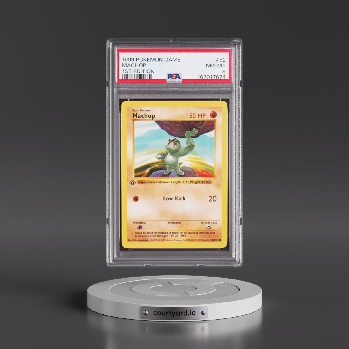 1999 Pokémon Game #52 Machop - 1st Edition (PSA 8 NM-MT)