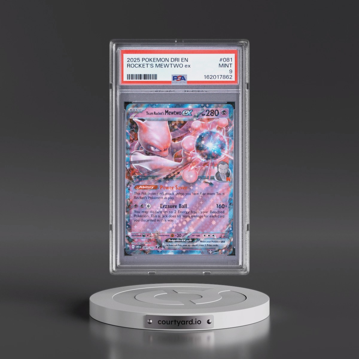 2025 Pokémon Dri EN-Destined Rivals #081 Team Rocket's Mewtwo EX - Holo (PSA 9 MINT)
