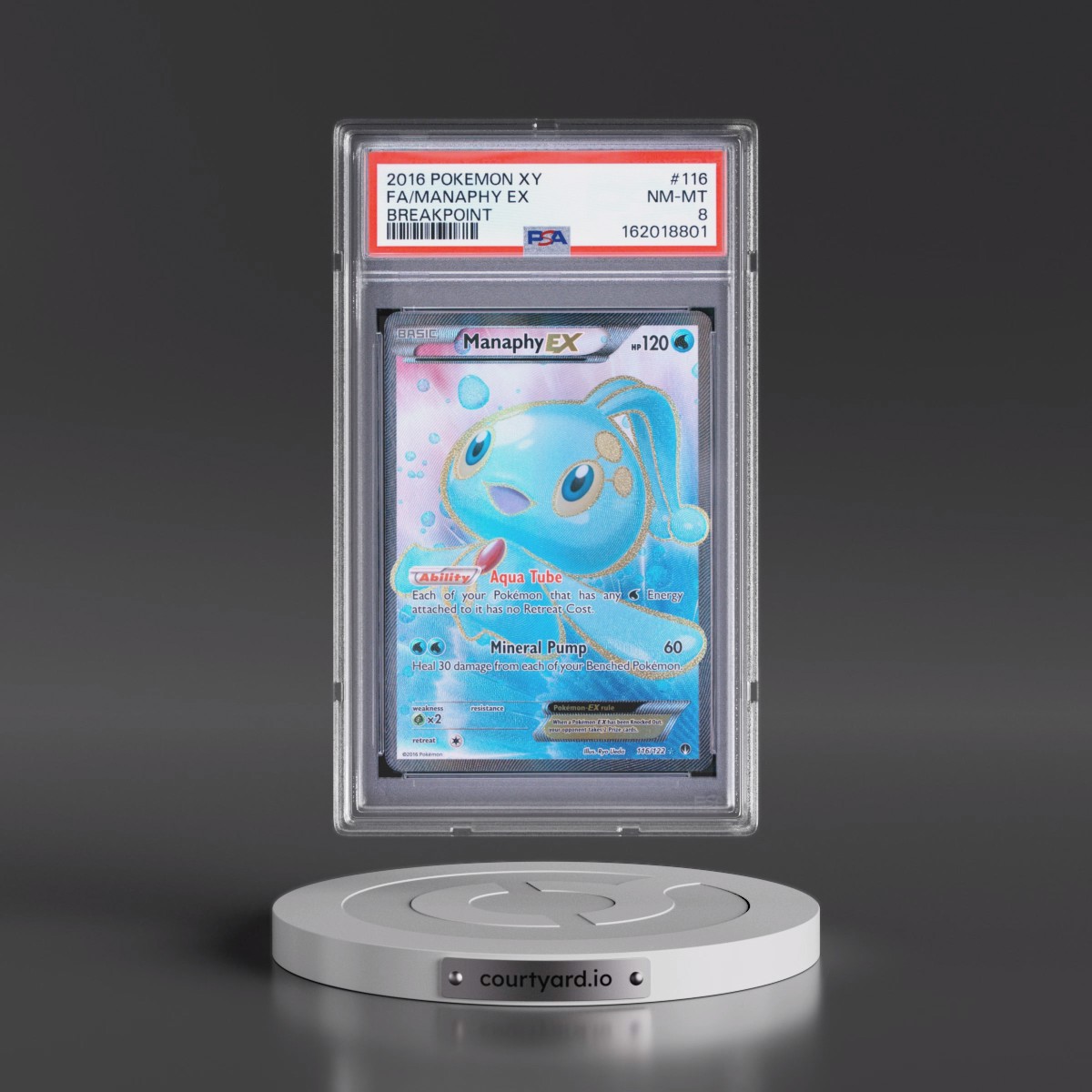2016 Pokémon XY Breakpoint #116 Manaphy EX - Holo Full Art (PSA 8 NM-MT)
