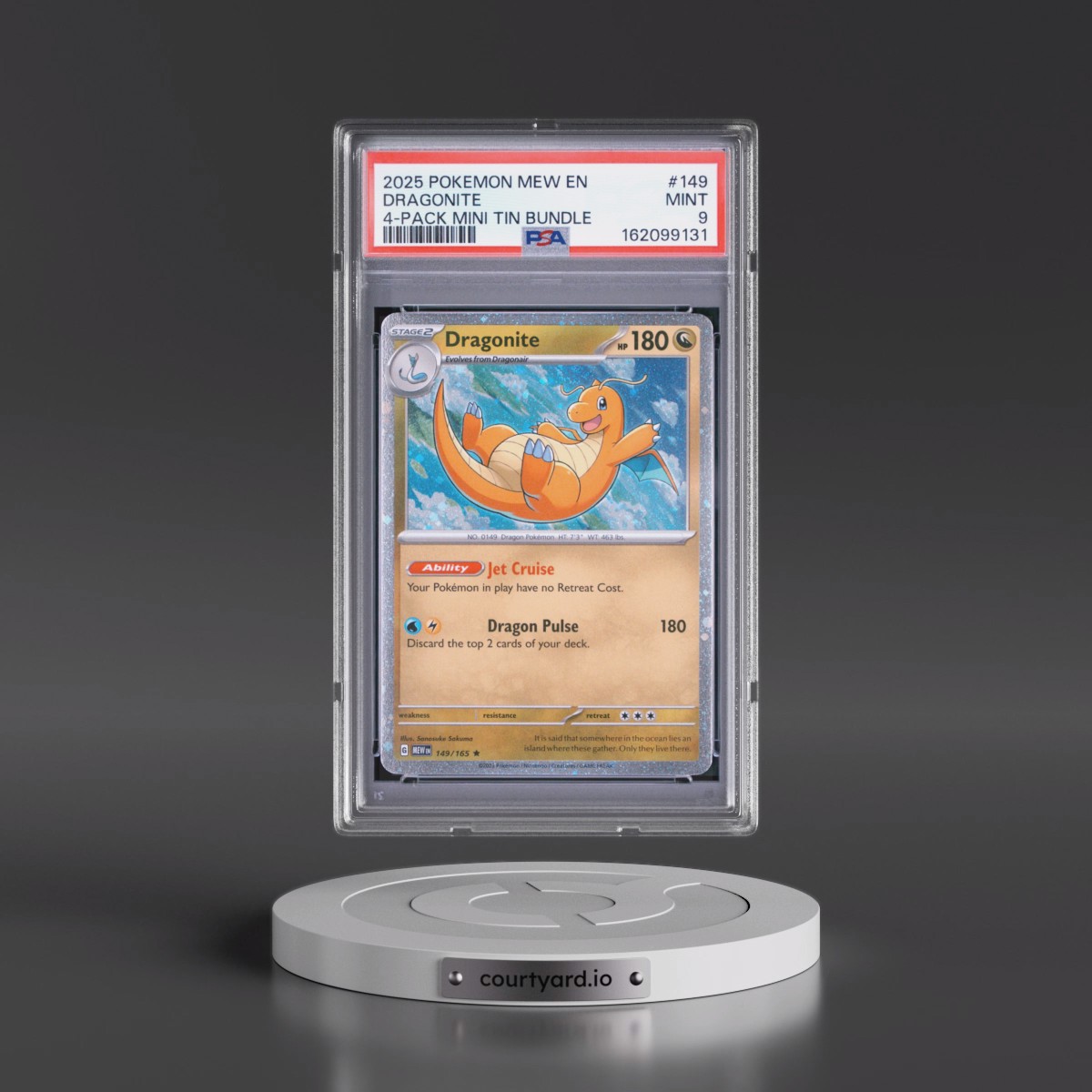2025 Pokémon Mew EN-151 #149 Dragonite - 4-Pack Mini Tin Bundle (PSA 9 MINT)