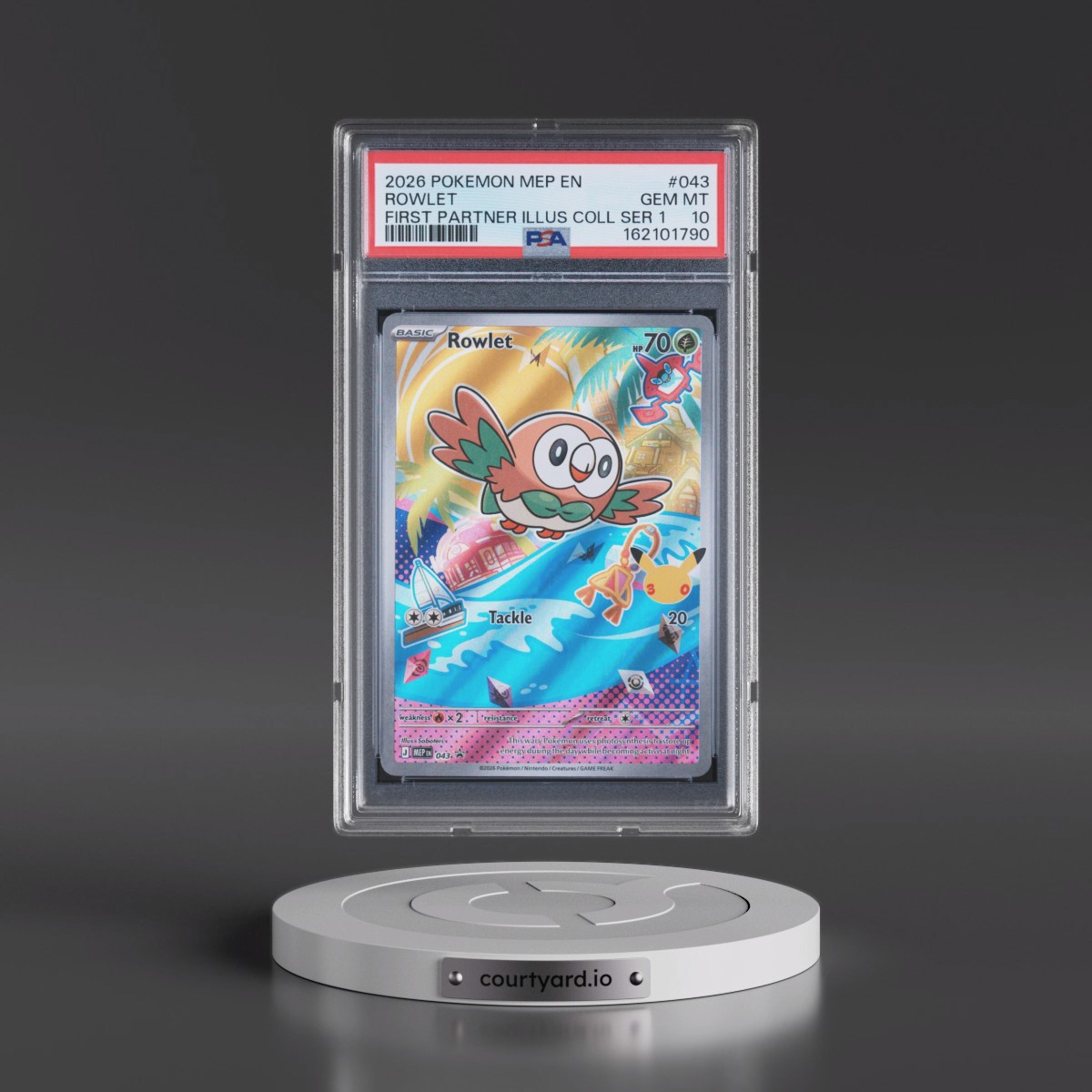 2026 Pokémon Mep EN-Me Black Star Promo #043 Rowlet - First Partner Illustration Collection Series 1 (PSA 10 GEM MINT)
