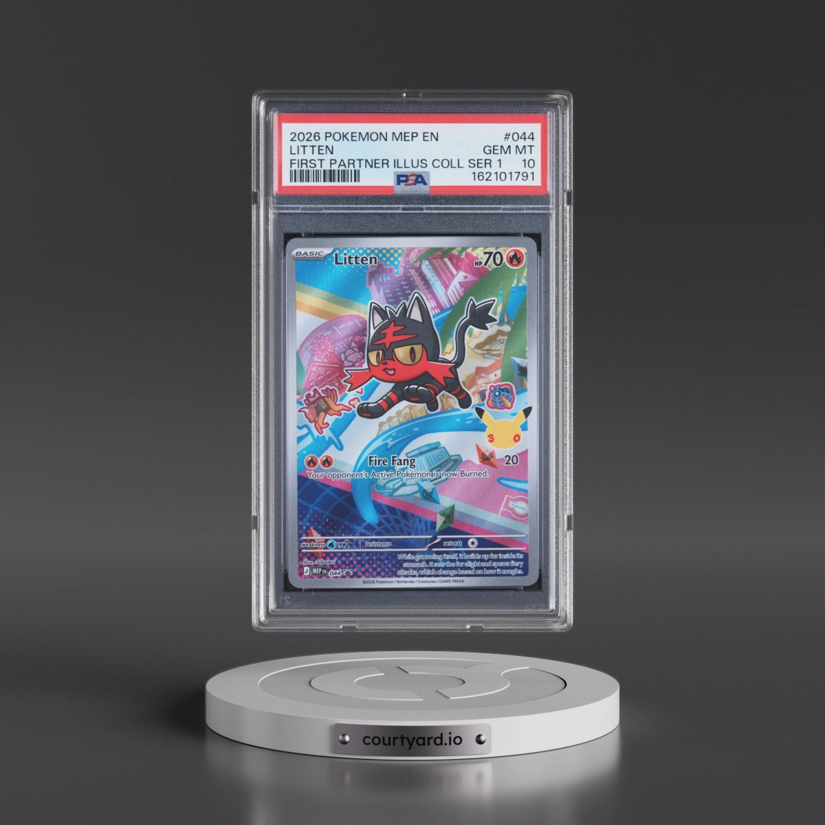 2026 Pokémon Mep EN-Me Black Star Promo #044 Litten - First Partner Illustration Collection Series 1 (PSA 10 GEM MINT)