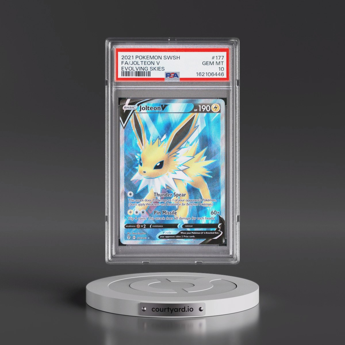 2021 Pokémon Sword & Shield Evolving Skies #177 Jolteon V - Holo Full Art (PSA 10 GEM MINT)