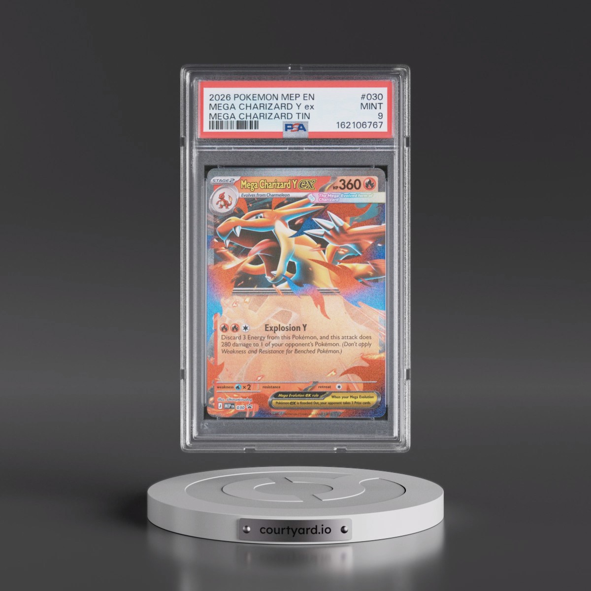 2026 Pokémon Mep EN-Me Black Star Promo #030 Mega Charizard Y EX - Holo Mega Charizard Tin (PSA 9 MINT)