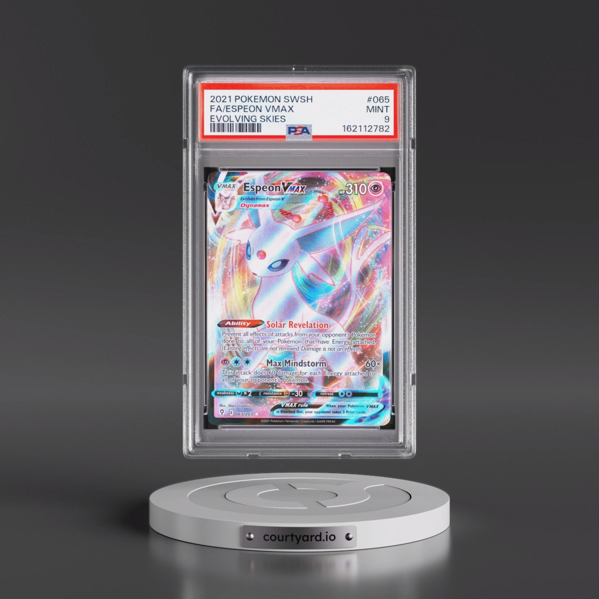 2021 Pokémon Sword & Shield Evolving Skies Espeon Vmax - Full Art #065 PSA 9