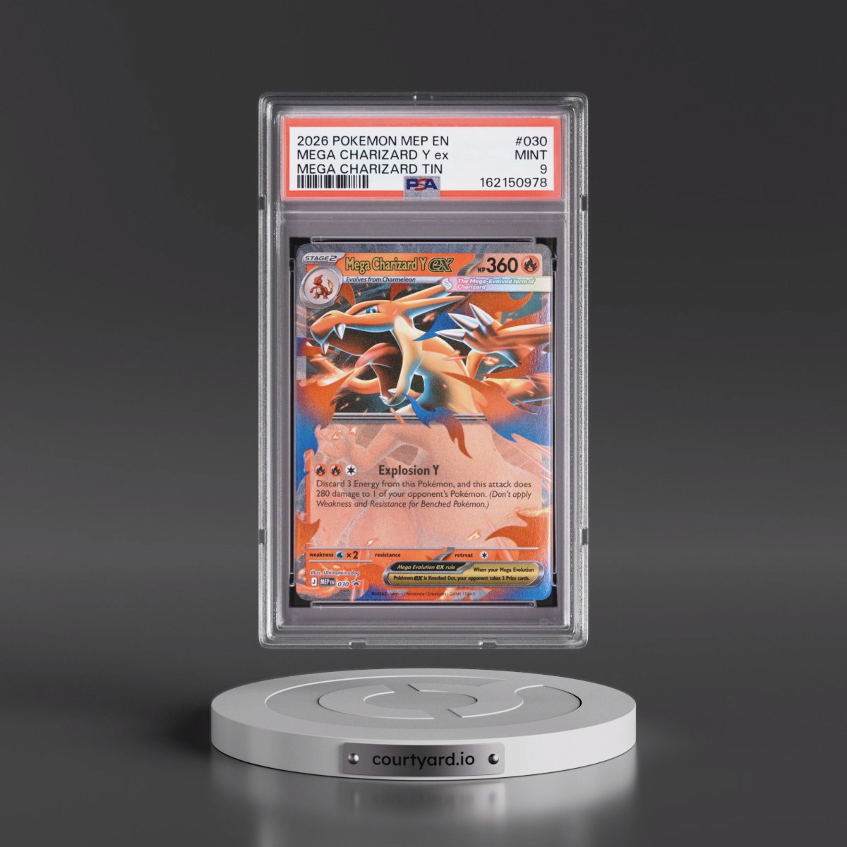 2026 Pokémon Mep EN-Me Black Star Promo #030 Mega Charizard Y EX - Holo Mega Charizard Tin (PSA 9 MINT)
