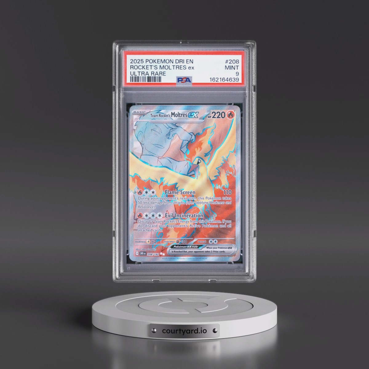 2025 Pokémon Dri EN-Destined Rivals #208 Team Rocket's Moltres EX - Holo Ultra Rare (PSA 9 MINT)