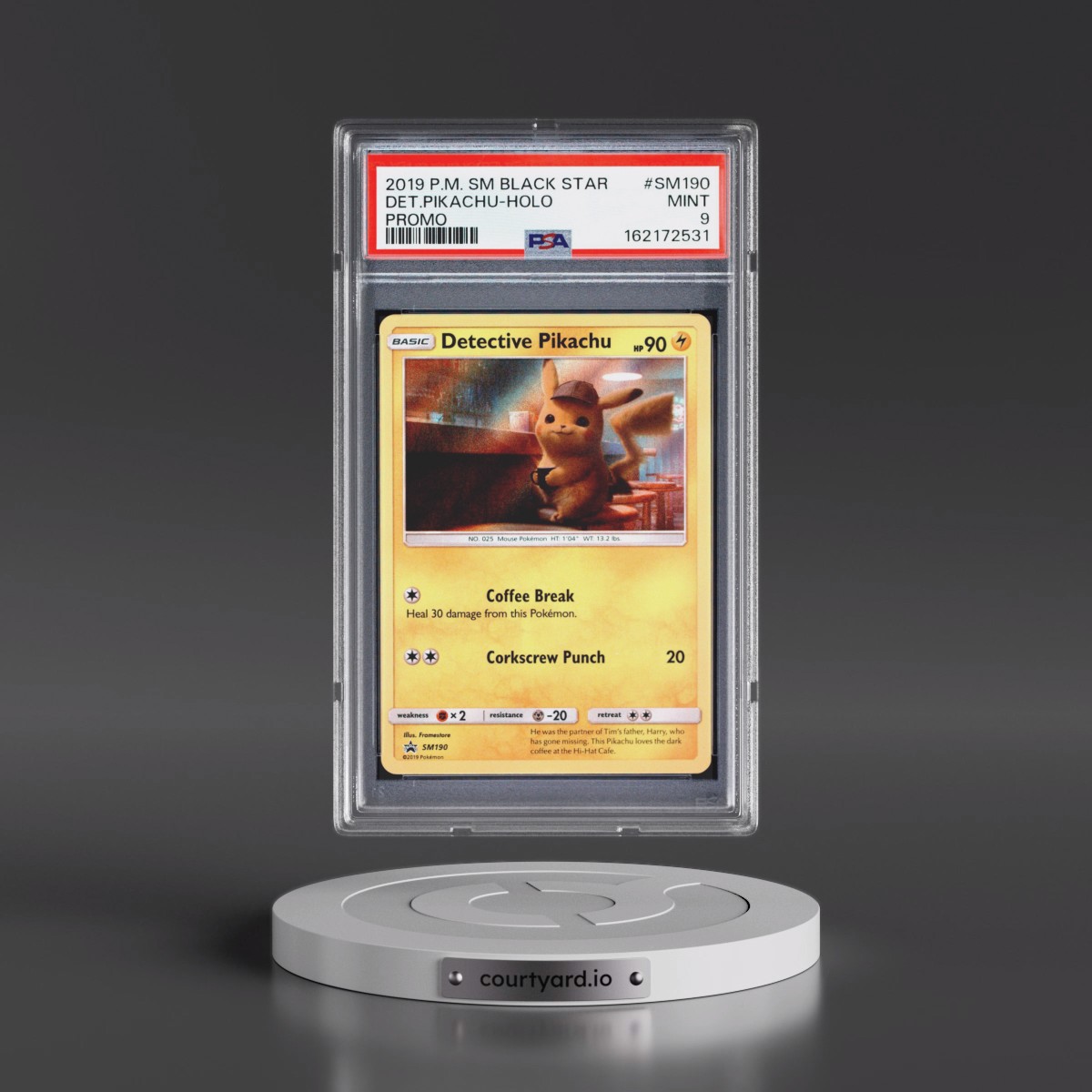 2019 Pokémon SM Black Star Promo #SM190 Detective Pikachu - Holo (PSA 9 MINT)