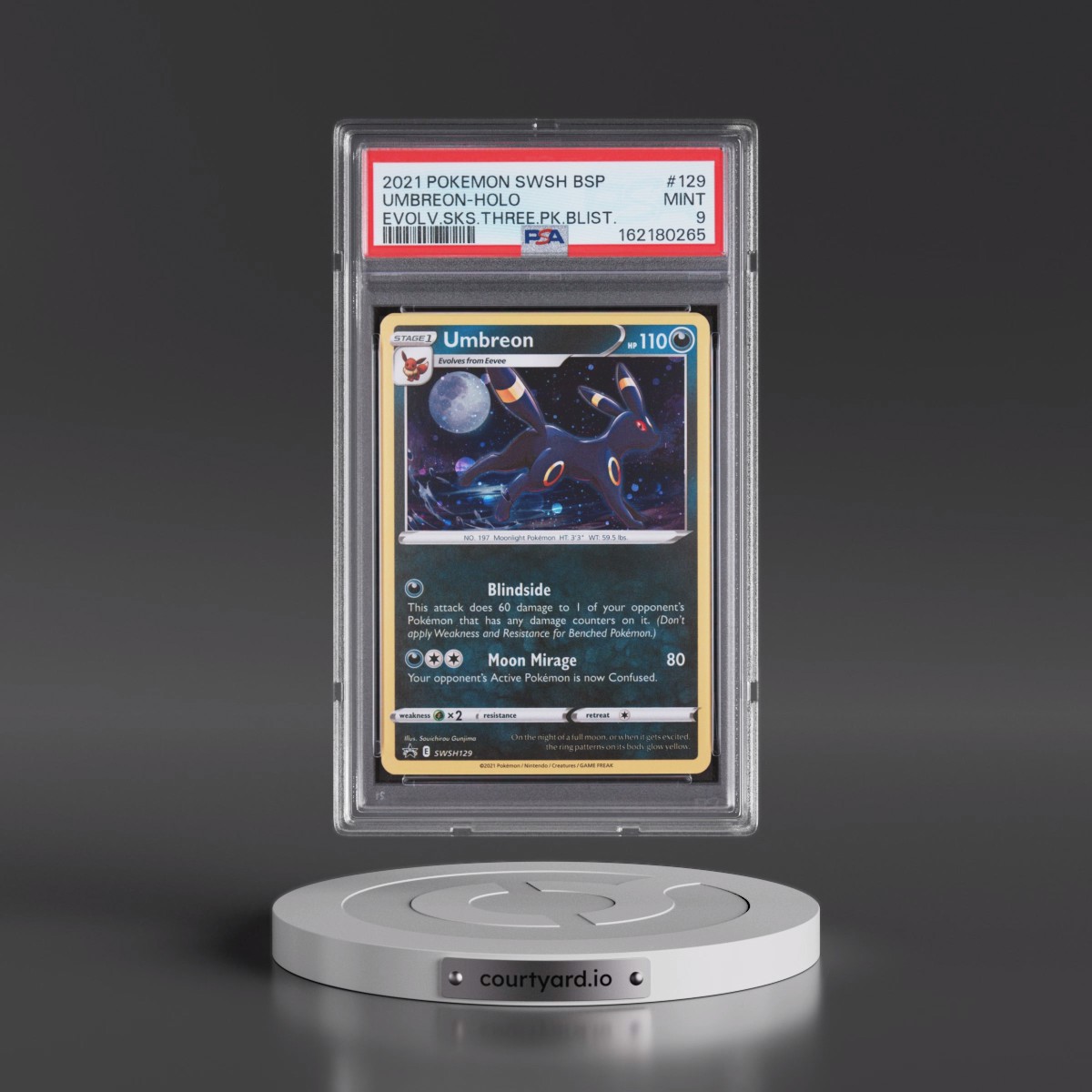2021 Pokémon Swsh Black Star Promo #129 Umbreon - Holo Evolving Skies Three Pack Blisters (PSA 9 MINT)