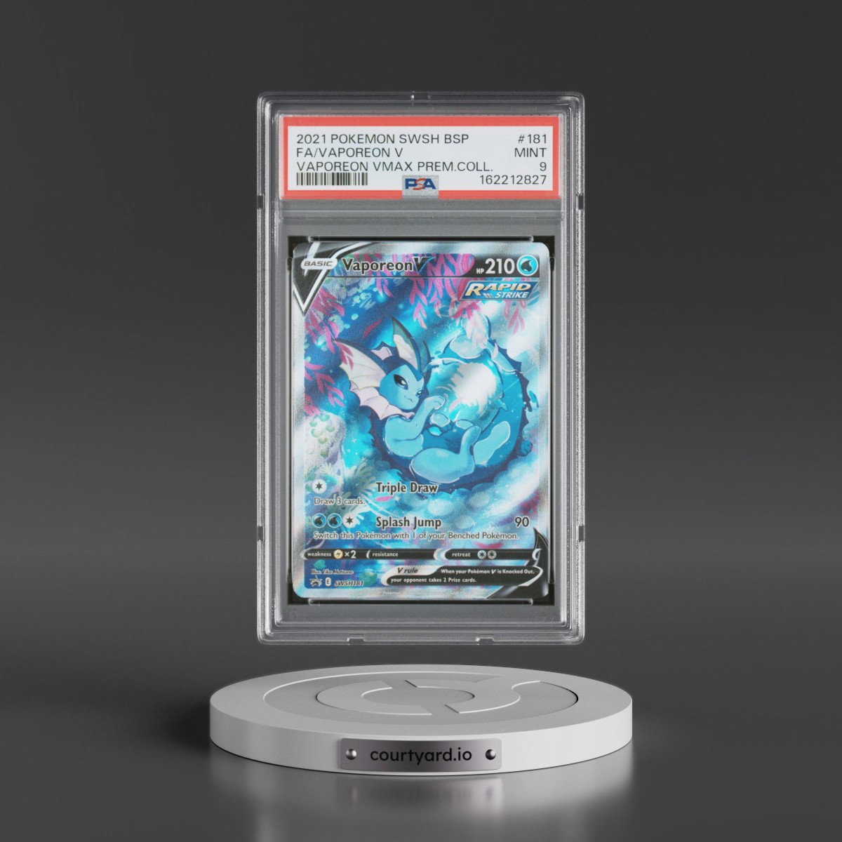 2021 Pokémon Swsh Black Star Promo #181 Vaporeon V - Holo Full Art Vaporeon Vmax Premium Collection (PSA 9 MINT)