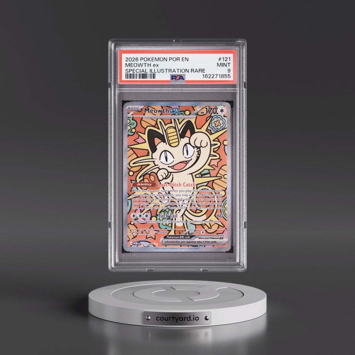 2026 Pokémon Por EN-Perfect Order #121 Meowth EX - Holo Special Illustration Rare (PSA 9 MINT)