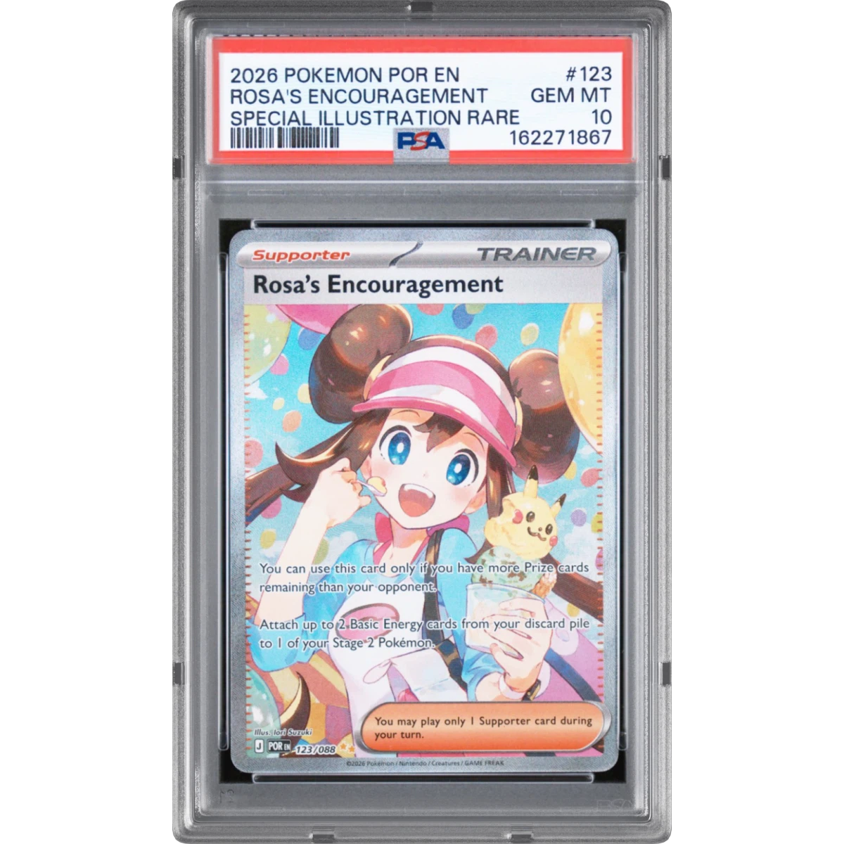 2026 Pokémon Por EN-Perfect Order #123 Rosa's Encouragement - Special Illustration Rare (PSA 10 GEM MINT)