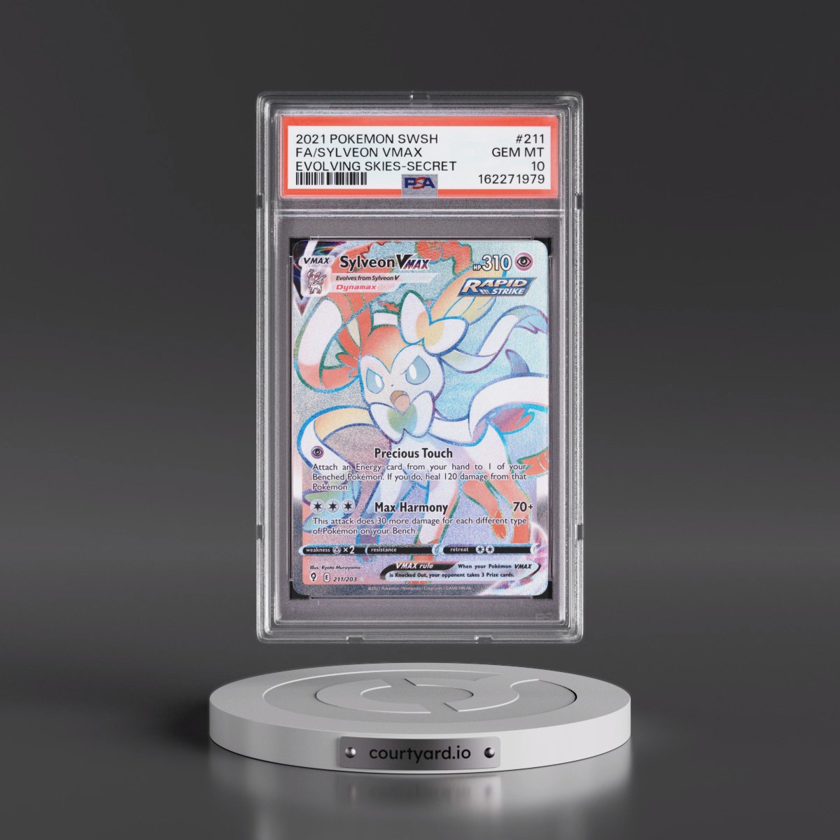 2021 Pokémon Sword & Shield Evolving Skies #211 Sylveon Vmax - Full Art Secret (PSA 10 GEM MINT)