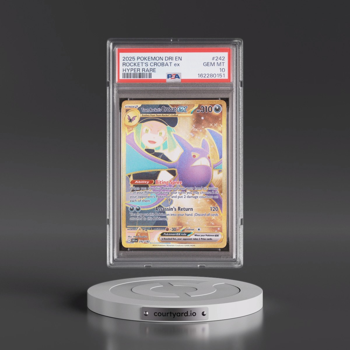 2025 Pokémon Dri EN-Destined Rivals #242 Team Rocket's Crobat EX - Holo Hyper Rare (PSA 10 GEM MINT)