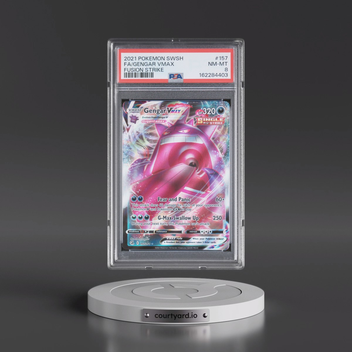 2021 Pokémon Sword & Shield Fusion Strike #157 Gengar Vmax - Full Art (PSA 8 NM-MT)